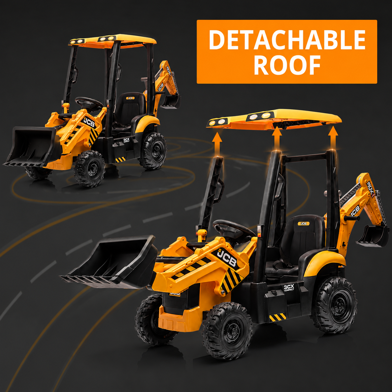 12V Kids Ride-On Excavator with Parent Remote Control, Front Loader & Rear Digger